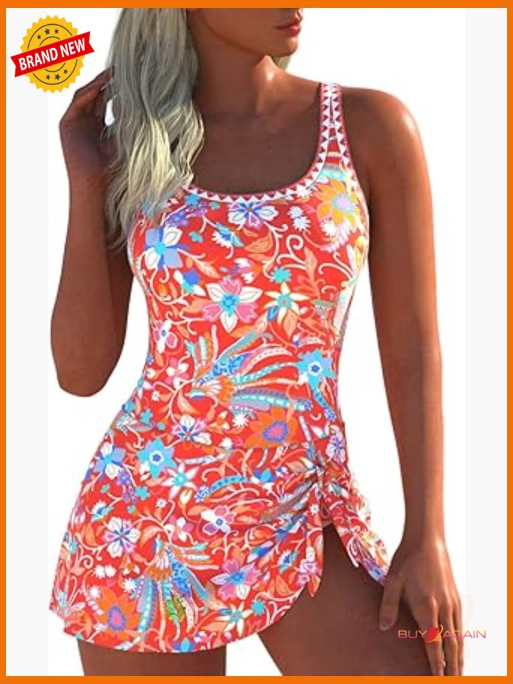 Women's One Piece Swimsuit Tummy Control Modest Bathing Suit Two Way Wear Print